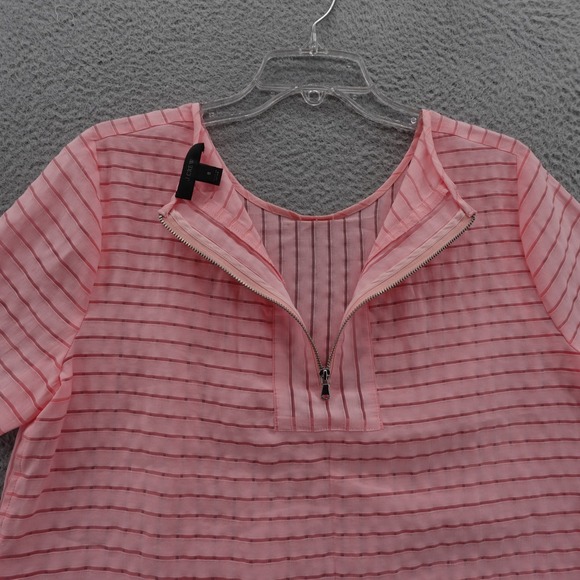 J Crew Shadow Stripe Semi Sheer Short Sleeve Top Size‎ 8 Blossom Pink Womens - Picture 5 of 12
